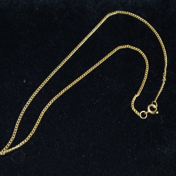 Gold Tone Oval Blue Patterned Pendant Necklace Vintage Costume Jewelry #101 - Picture 10 of 12